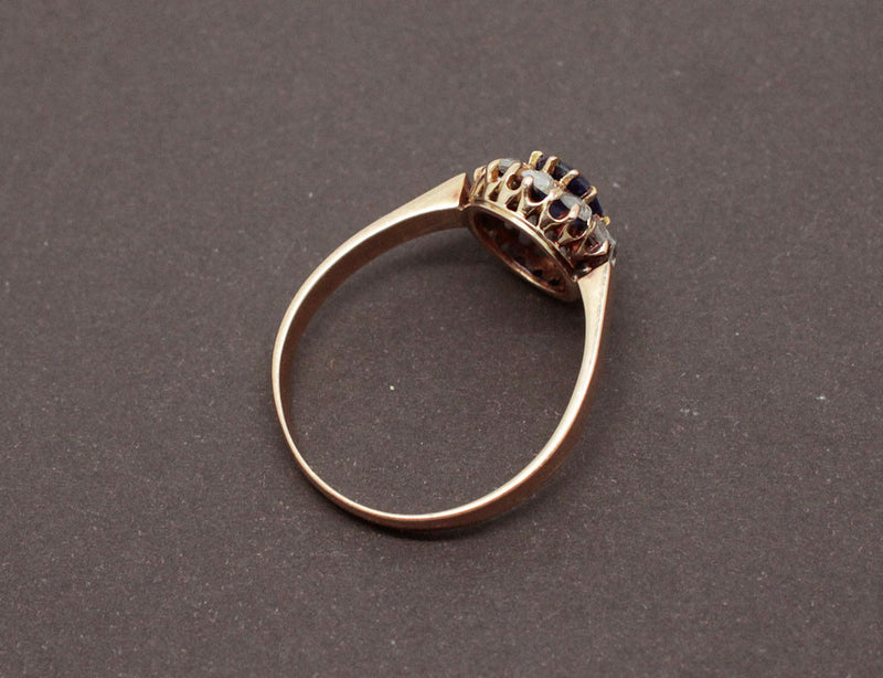 Bague Pompadour Saphir Diamants et Or Rose
