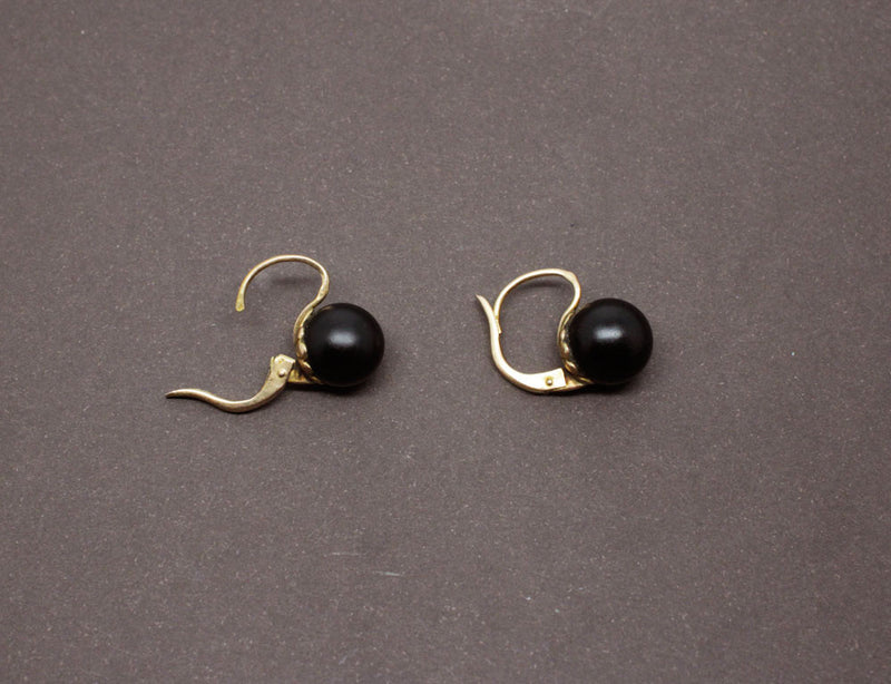 Dormeuses Anciennes Perles de Jais Noir