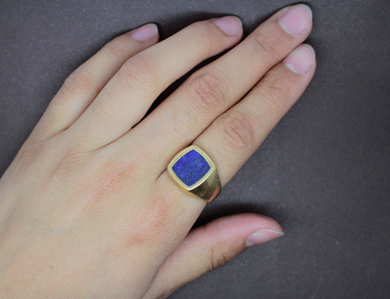 Bague Chevalière Rotary Club Lapis Lazuli et Or Jaune