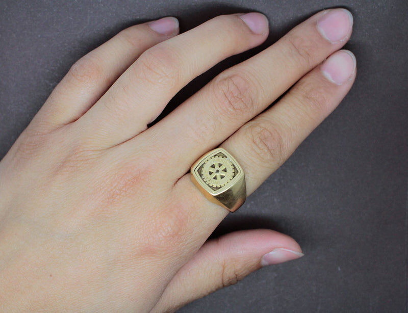 Bague Chevalière Rotary Club Lapis Lazuli et Or Jaune