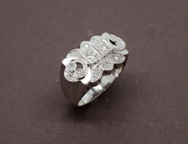 Bague Art Déco Diamants et Or Blanc