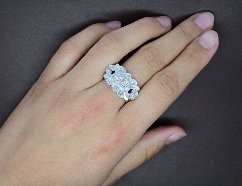 Bague Art Déco Diamants et Or Blanc