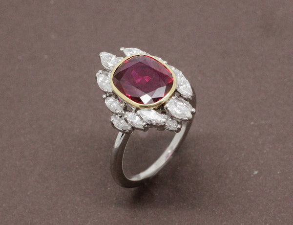 Bague Rubis Naturel Certifié et Diamants