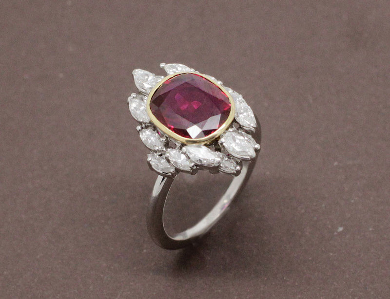 Bague Rubis Naturel Certifié et Diamants