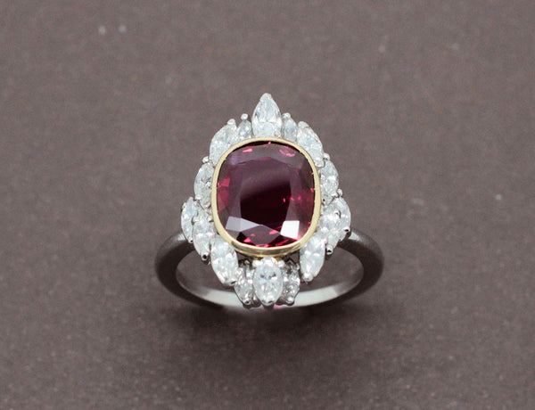 Bague Rubis Naturel Certifié et Diamants