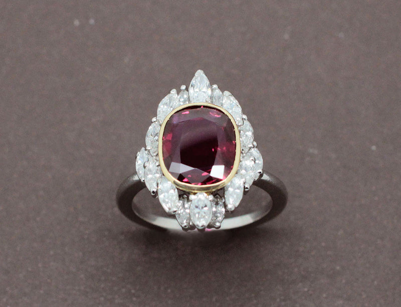Bague Rubis Naturel Certifié et Diamants