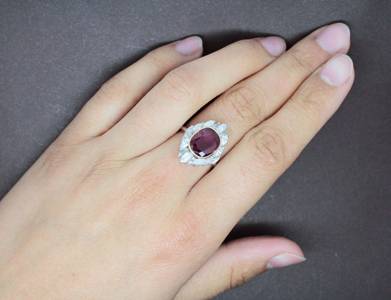 Bague Rubis Naturel Certifié et Diamants