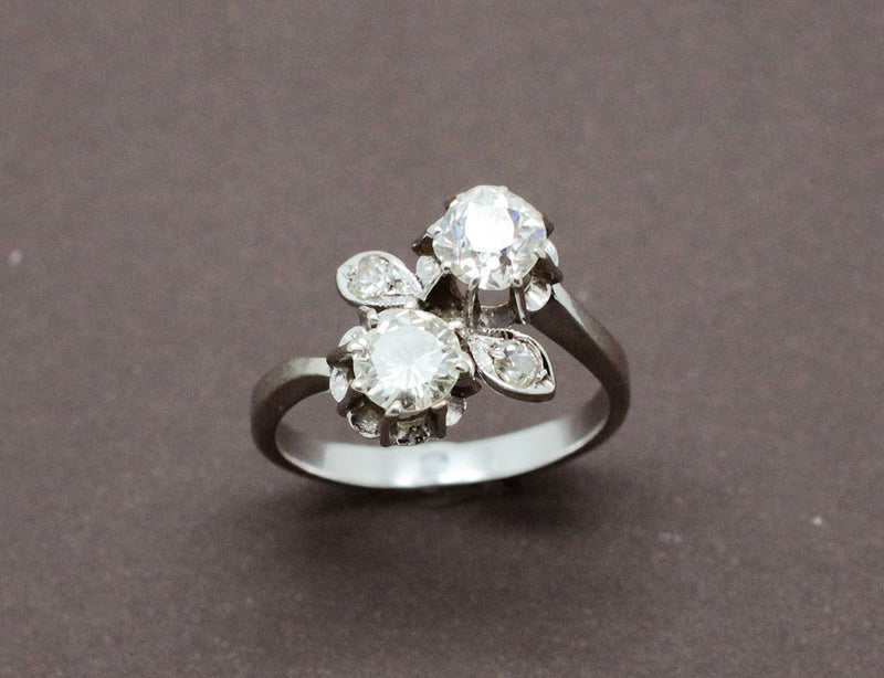 Bague Toi et Moi Ancienne Diamants 1 Carat