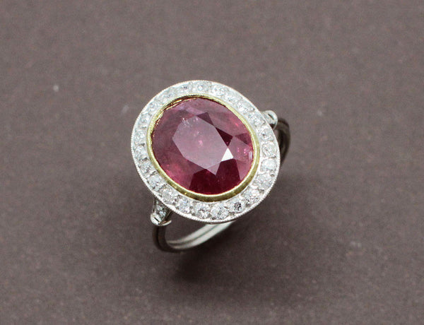 Bague Rubis Diamants Platine et Or
