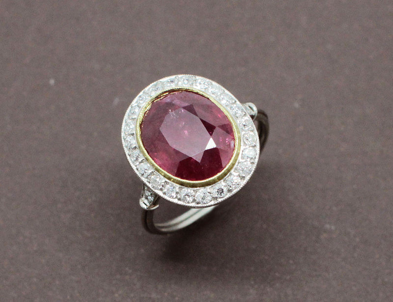 Bague Rubis Diamants Platine et Or