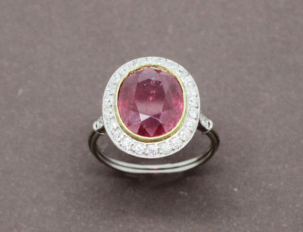 Bague Rubis Diamants Platine et Or