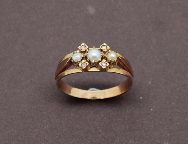 Bague Ancienne Perles et Or Rose
