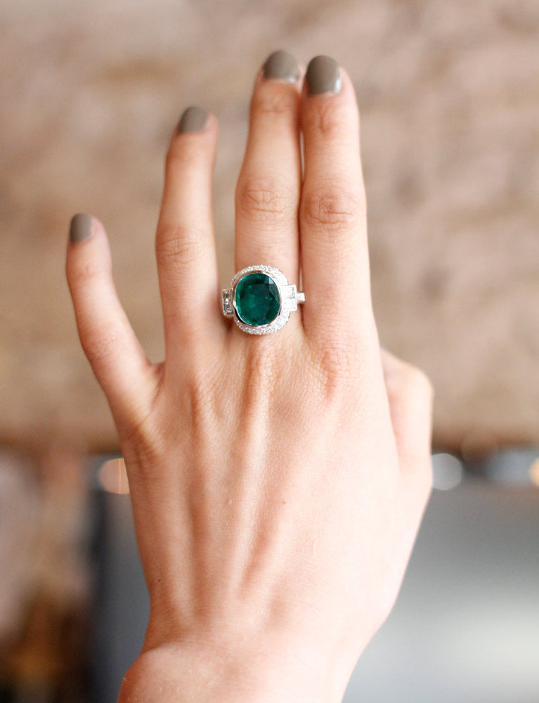 Bague Art Déco Emeraude 4,14cts