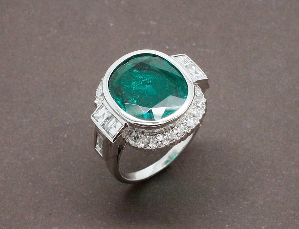 Bague Art Déco Emeraude 4,14cts