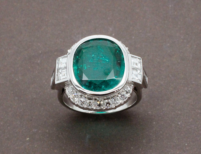 Bague Art Déco Emeraude 4,14cts