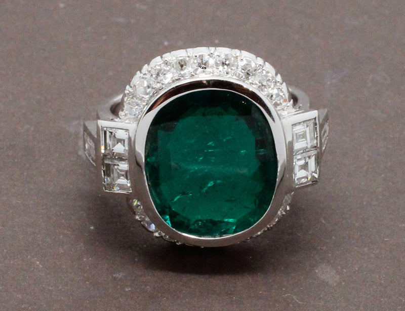 Bague Art Déco Emeraude 4,14cts