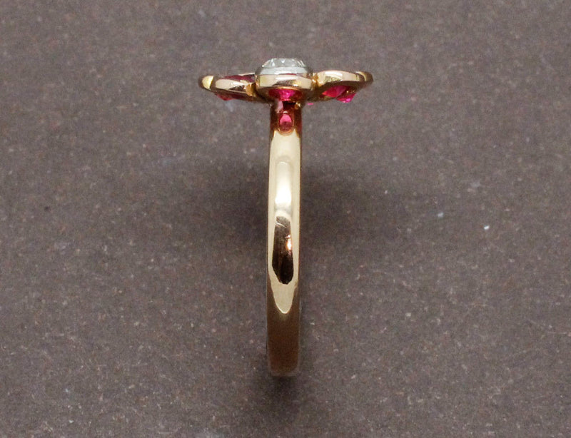 Bague Fleur Or Rubis Diamants