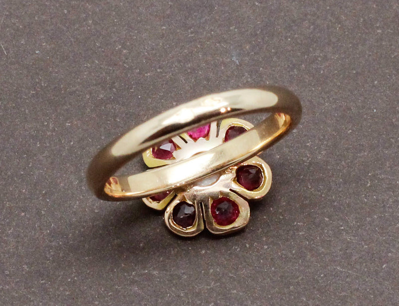 Bague Fleur Or Rubis Diamants