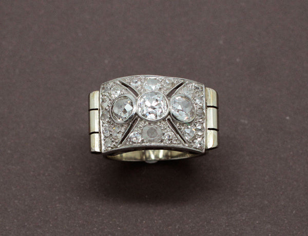 Bague Art Déco Diamants Platine et Or