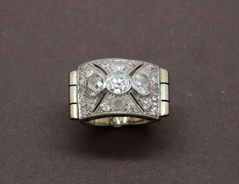 Bague Art Déco Diamants Platine et Or