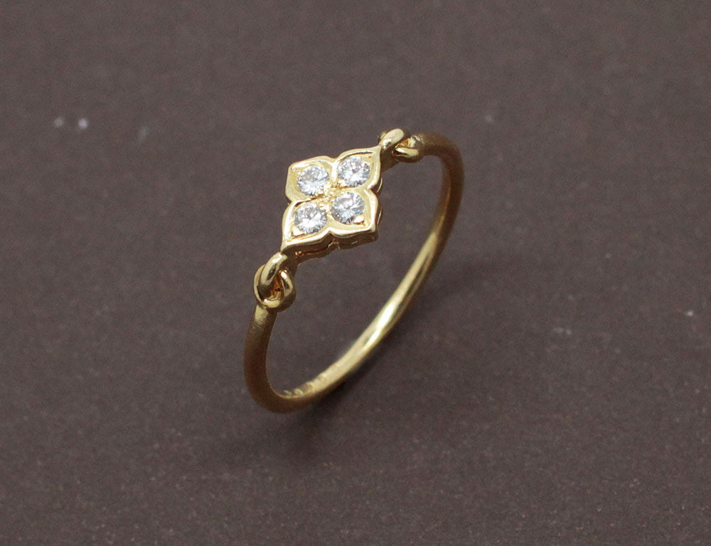 Bague Vintage Signée Réminiscence - Sculpture En Cristal Et Laiton Doré - Taille Unique Unisexe
