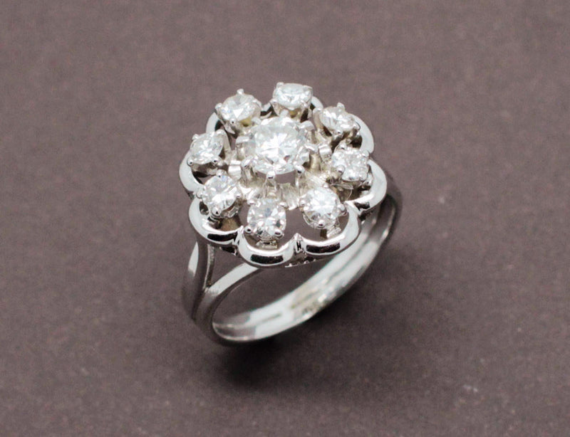 Bague Fleur de Diamants et Or Blanc
