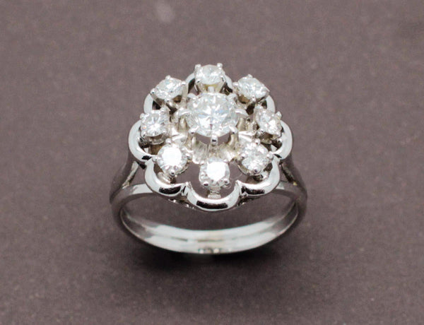 Bague Fleur de Diamants et Or Blanc
