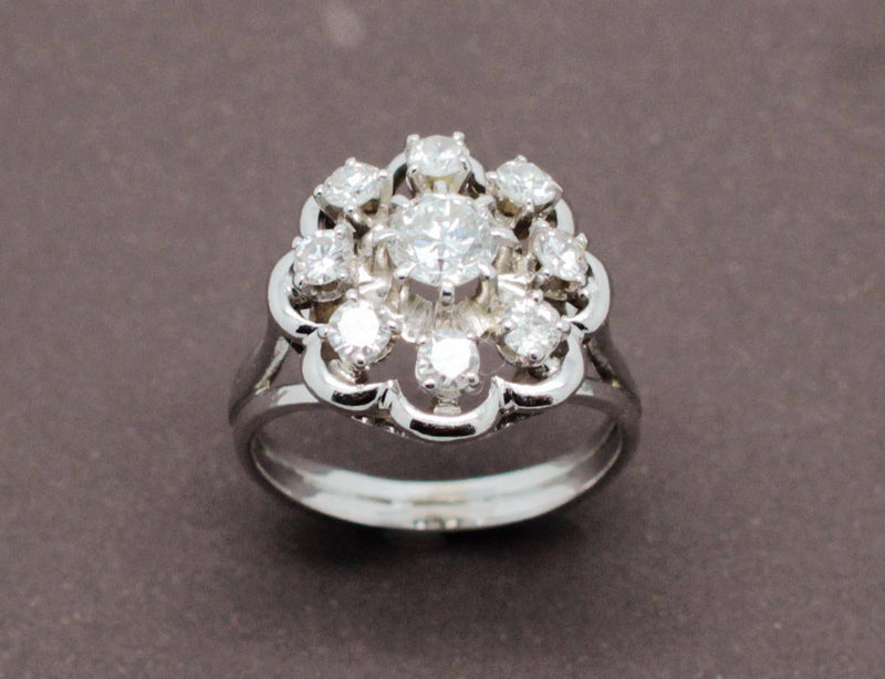 Bague Fleur de Diamants et Or Blanc