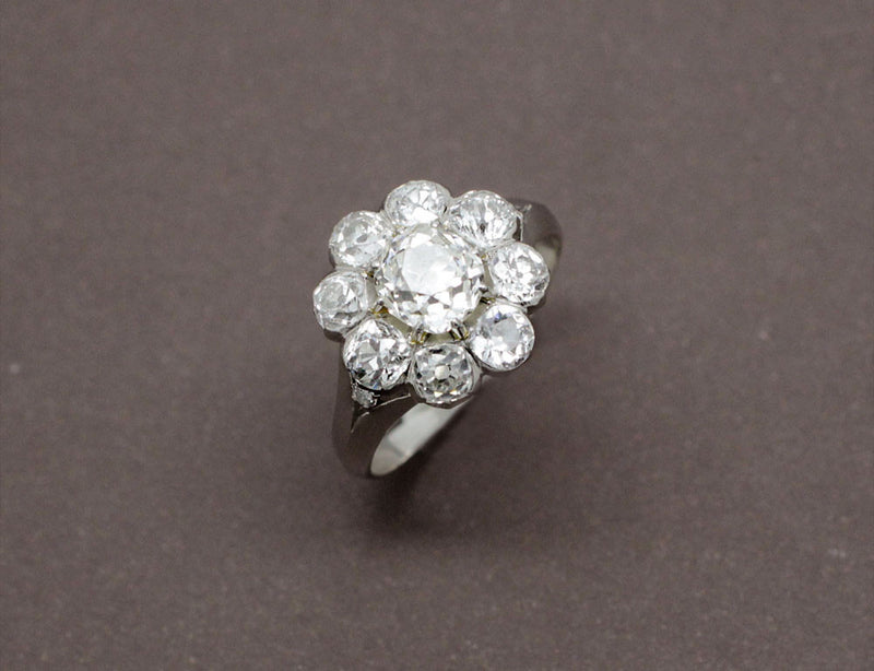 Bague Marguerite Diamants et Or Blanc
