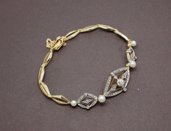 Bracelet Ancien en Diamants et Perles