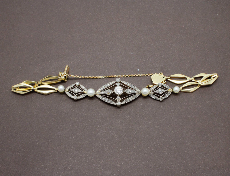 Bracelet Ancien en Diamants et Perles