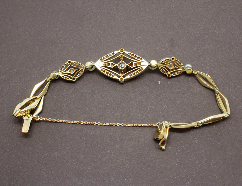 Bracelet Ancien en Diamants et Perles