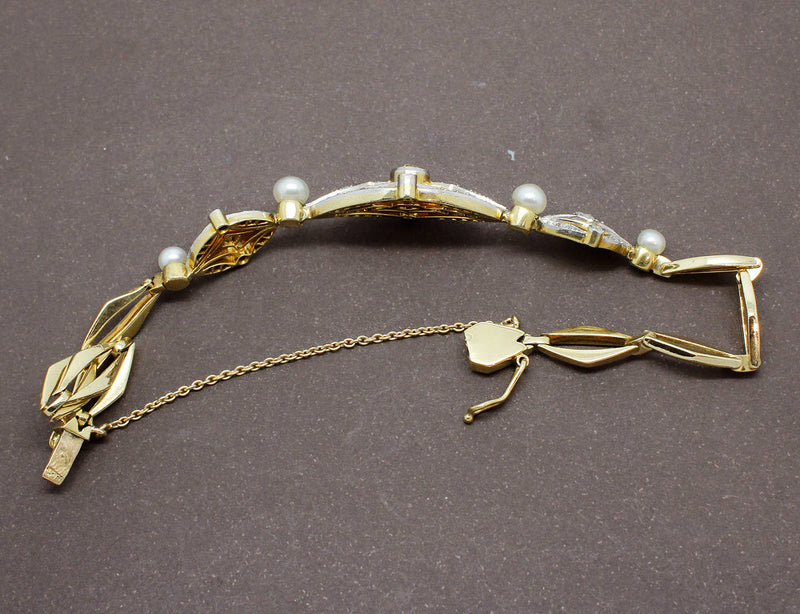 Bracelet Ancien en Diamants et Perles