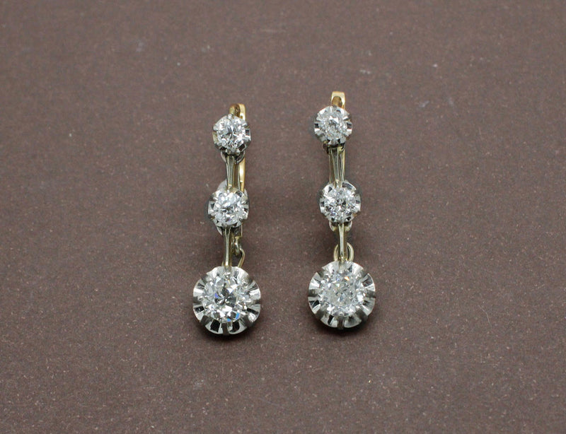 Dormeuses Anciennes en Diamants Or et Platine