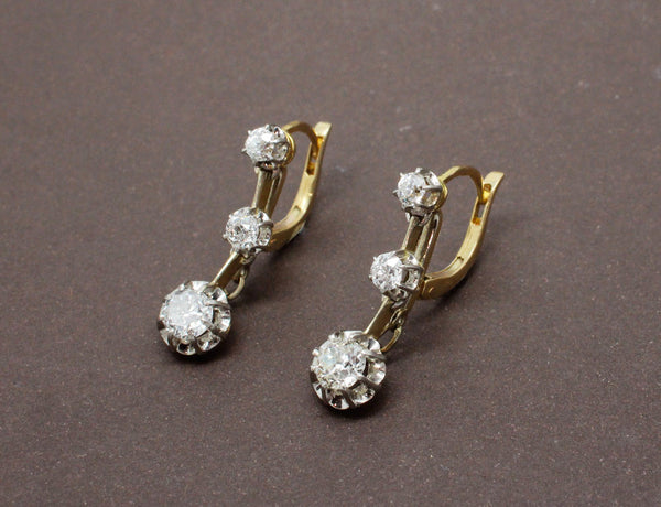 Dormeuses Anciennes en Diamants Or et Platine