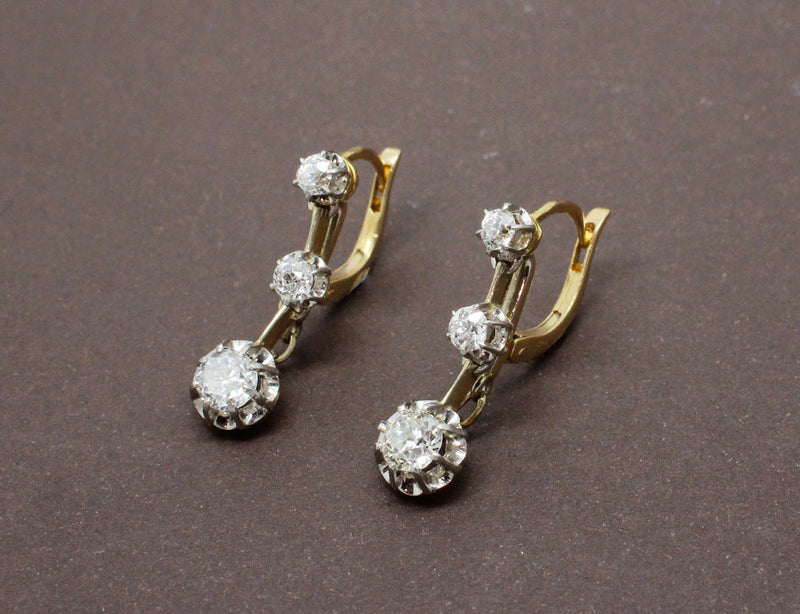 Dormeuses Anciennes en Diamants Or et Platine