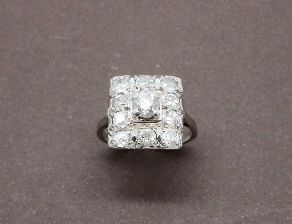 Bague Plateau Art Déco Diamants