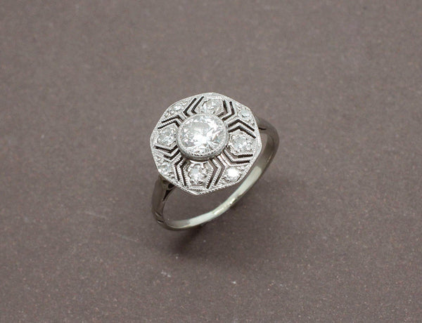 Bague Art Déco Diamants Or et Platine