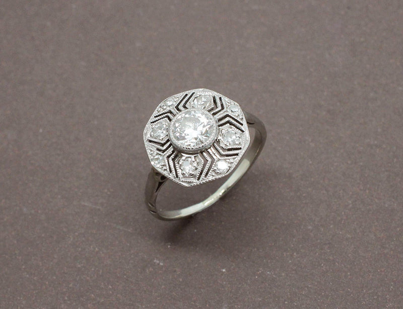 Bague Art Déco Diamants Or et Platine