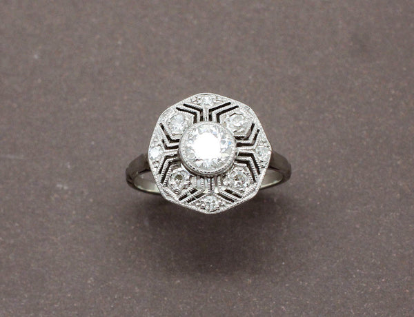 Bague Art Déco Diamants Or et Platine
