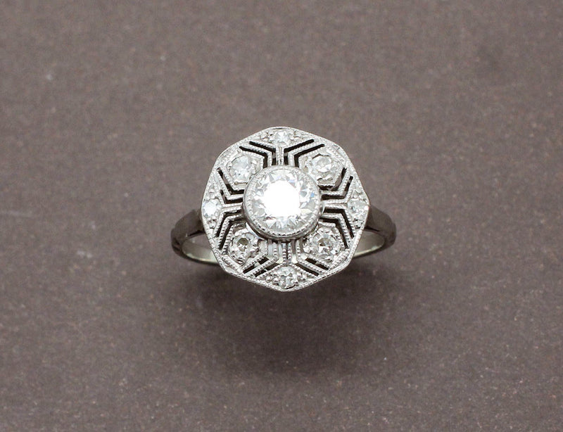 Bague Art Déco Diamants Or et Platine