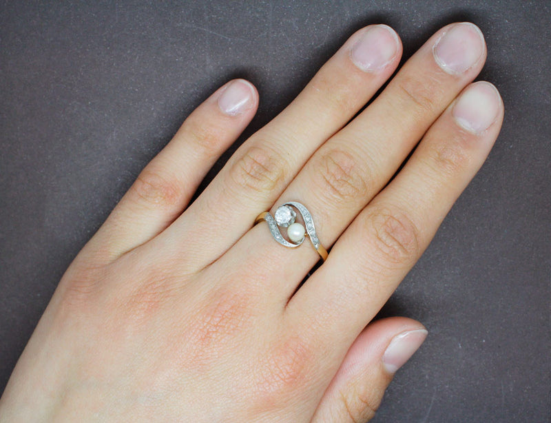 Toi et Moi Ancien Diamants et Perle