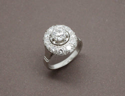 Bague Pompadour Art Déco en Diamants et Platine
