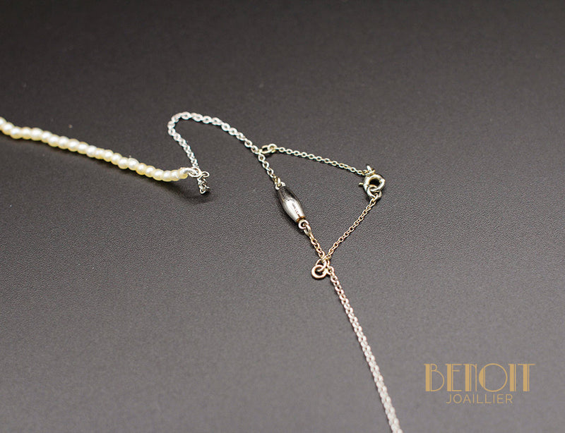 Collier XIXe Perles Fines Diamants