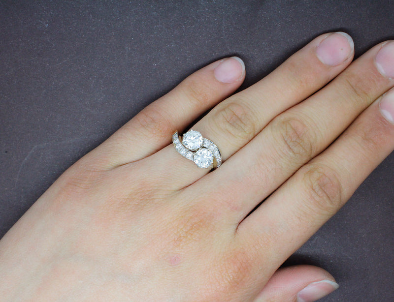 Bague Toi et Moi Diamants Or et Platine