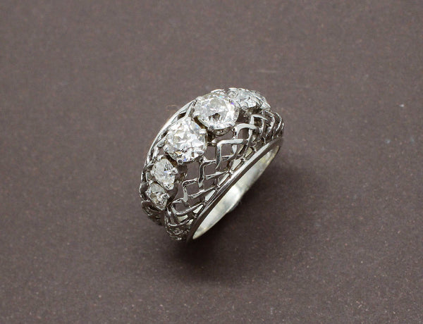 Bague "Osier" en Platine et Diamants