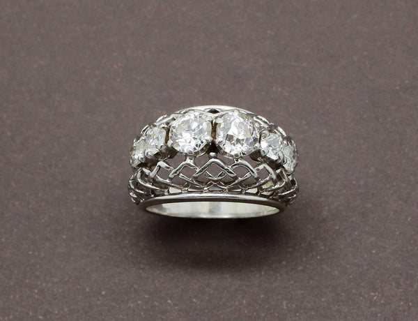 Bague "Osier" en Platine et Diamants