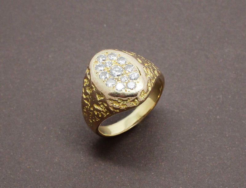Chevalière Or Jaune et Diamants