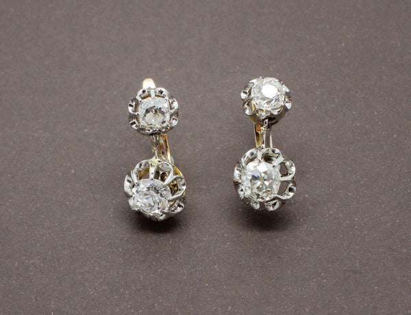 Dormeuses Anciennes Diamants Or Jaune