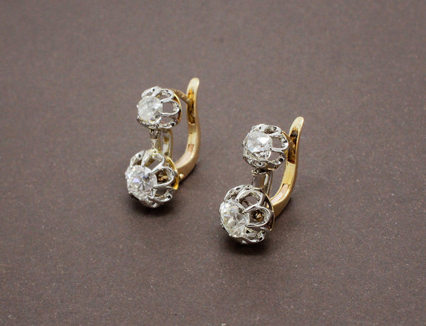 Dormeuses Anciennes Diamants Or Jaune